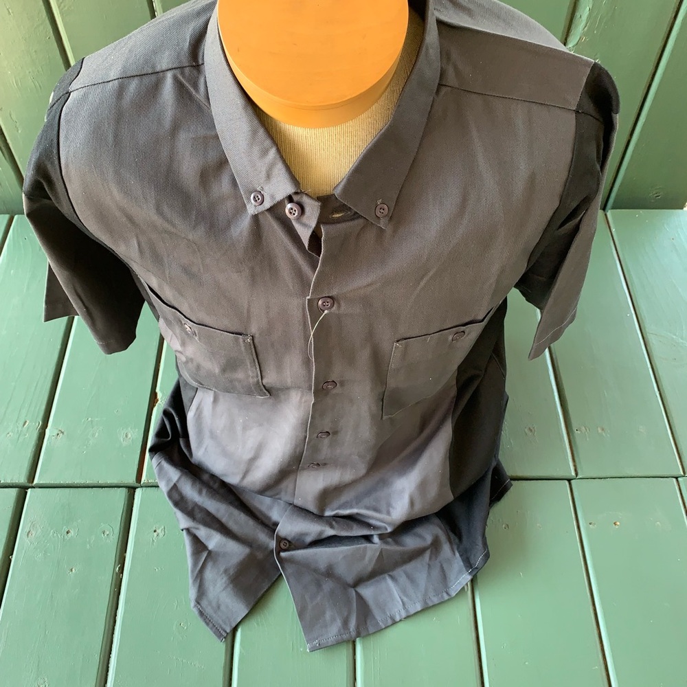 Dark Gray Short Sleeve Button-Up Work Shirt